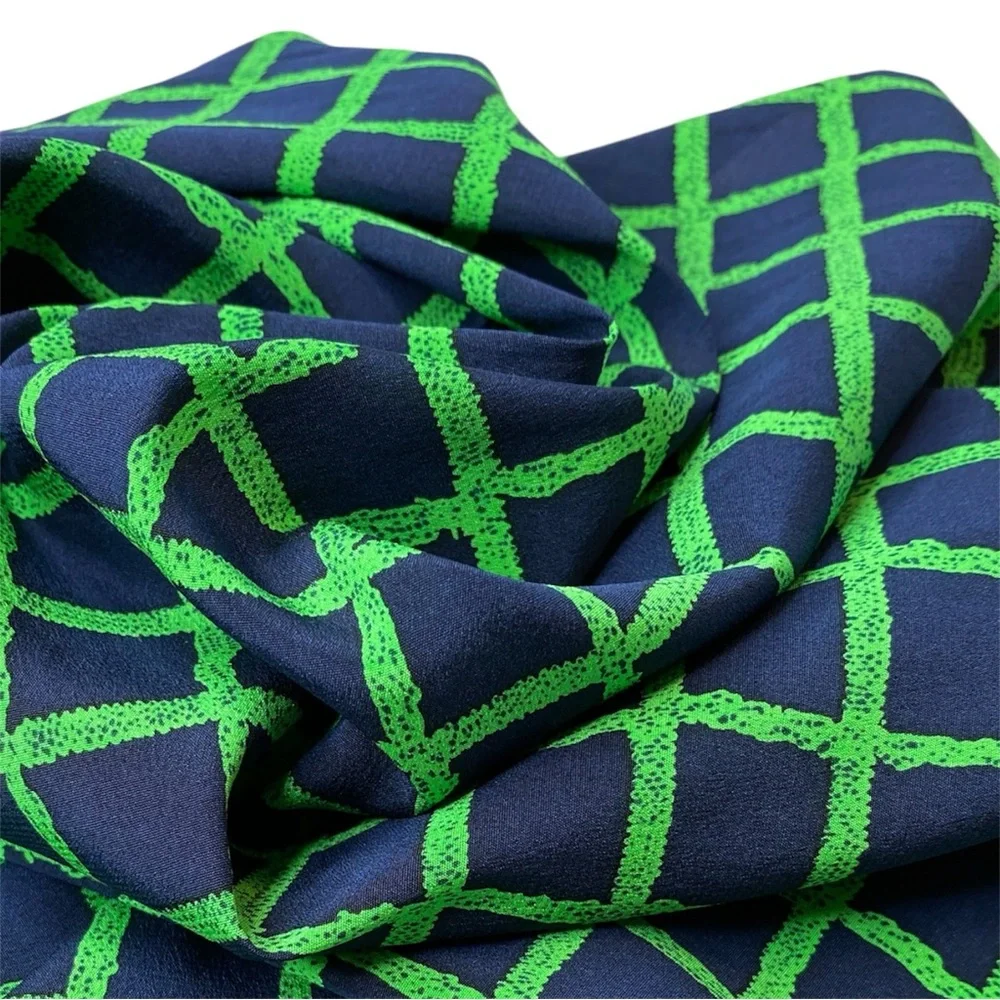 NWT SILKLETTE Groovy Candy 100% Fine Silk Kerchief Scarf GREEN/NAVY